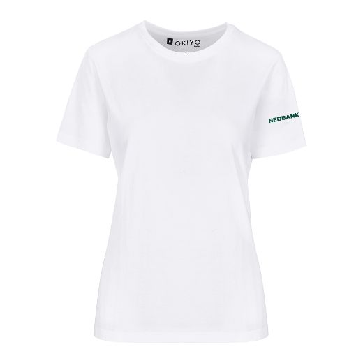 Picture of Ladies White Okiyo Organic 165g T-Shirt With Print