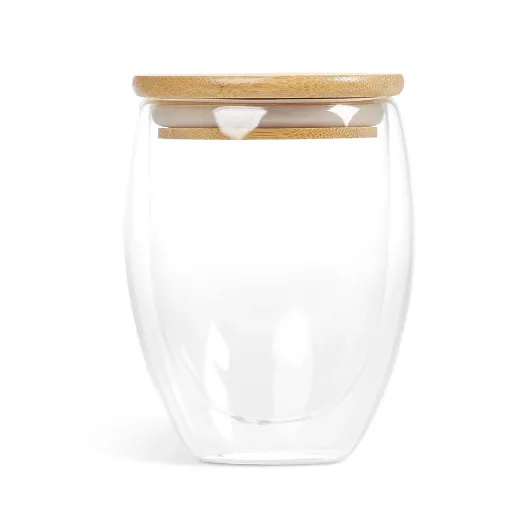 Picture of Okiyo Moco Glass & Bamboo Double-Wall Cup 350ml